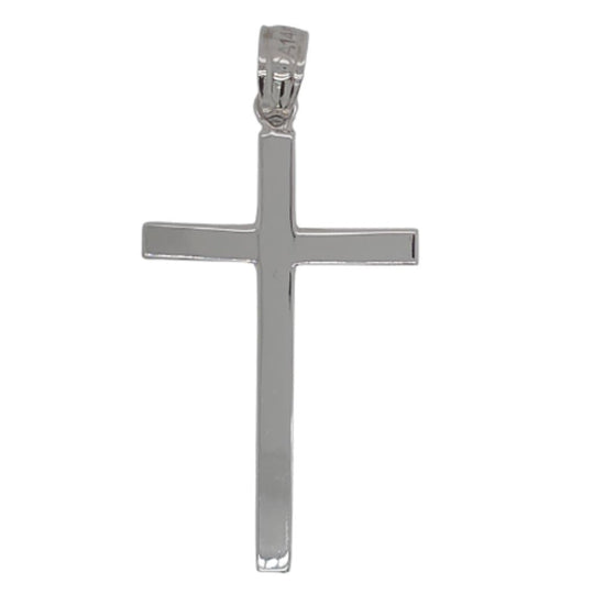 14K White Gold Plain Cross Pendant 240868