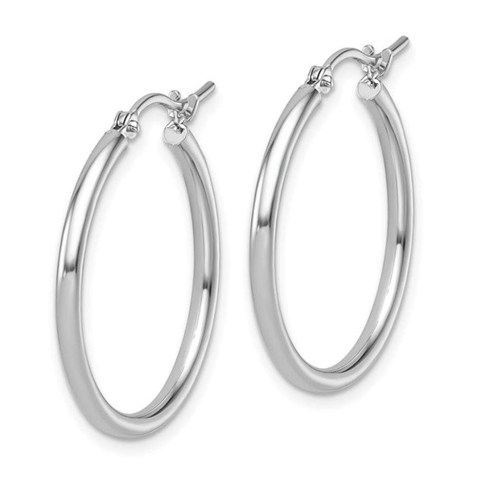 14K White Gold Medium Hoop Earrings 94H