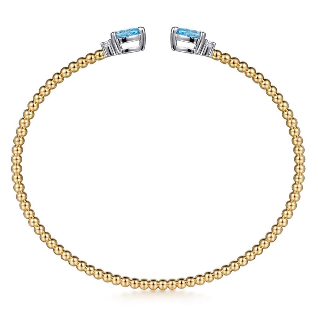Gabriel & Co 14K Two Tone Blue Topaz and Diamond Bujukan Bangle BG4718-62M45BT