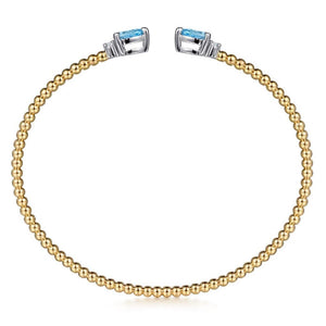 Gabriel & Co 14K Two Tone Blue Topaz and Diamond Bujukan Bangle BG4718-62M45BT