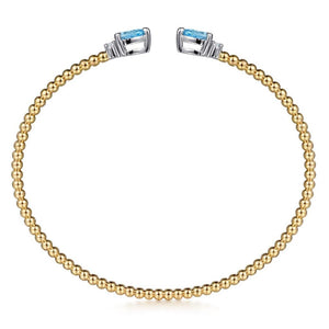 Gabriel 14KTT Blue Topaz and Diamond Bangle BG4718-62M45BT