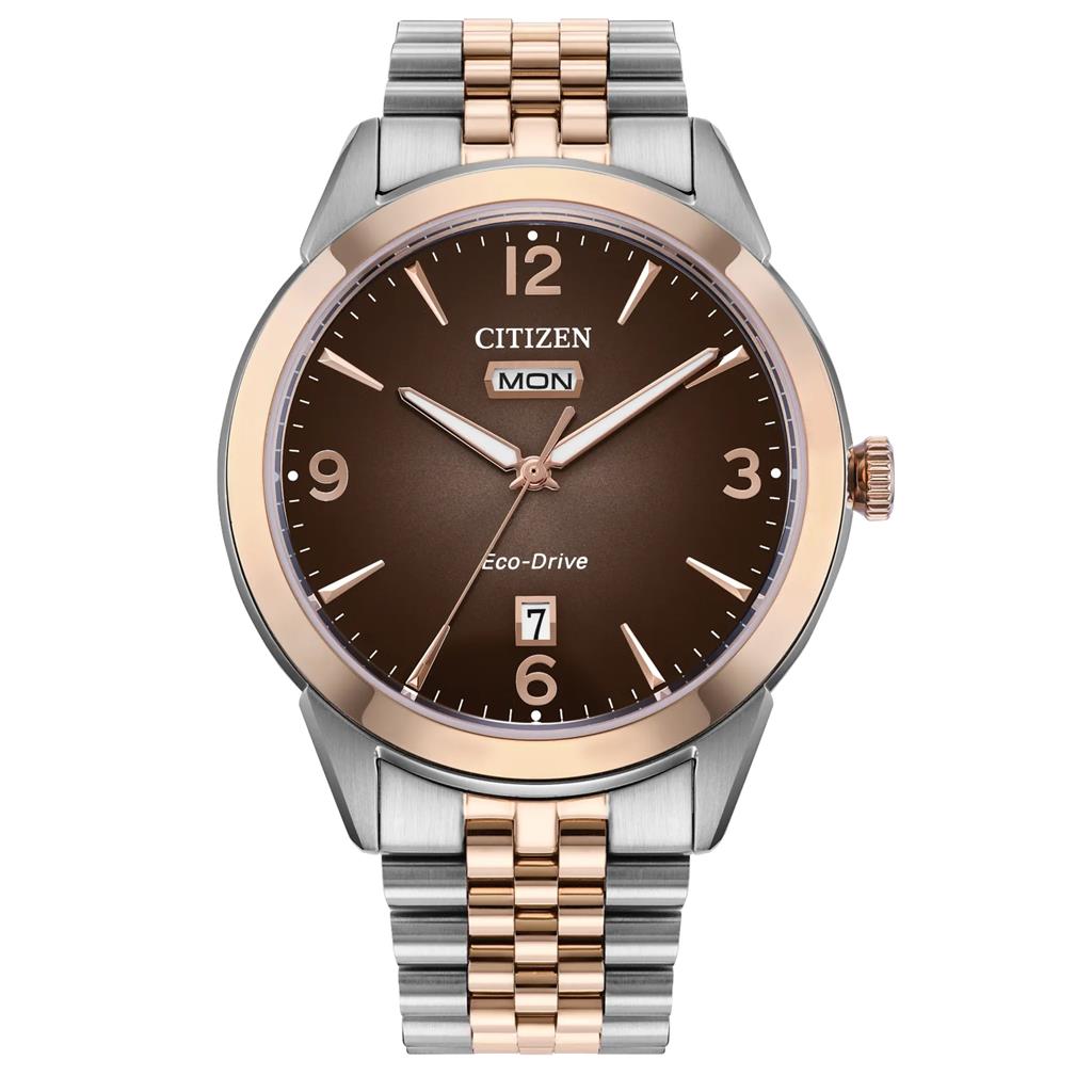 Citizen Stainless Steel Gents Two Tone Rolan Eco Drive Watch AW0156-57X