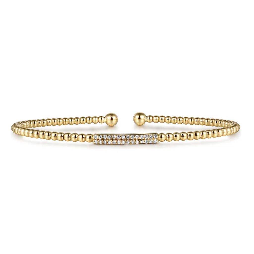 Gabriel & Co 14K Yellow Gold Bujukan Diamond Bar Bangle BG4119-62Y45JJ