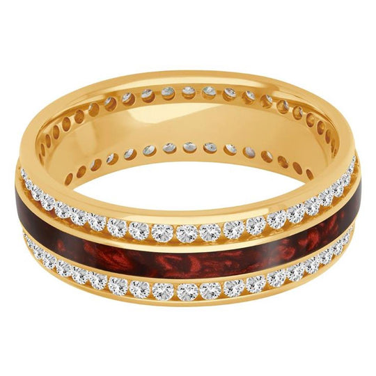 Frederick Goldman 14K Yellow Gold Double Row Diamond Ceramic Inlay Band 22-6247YCER7-G.00