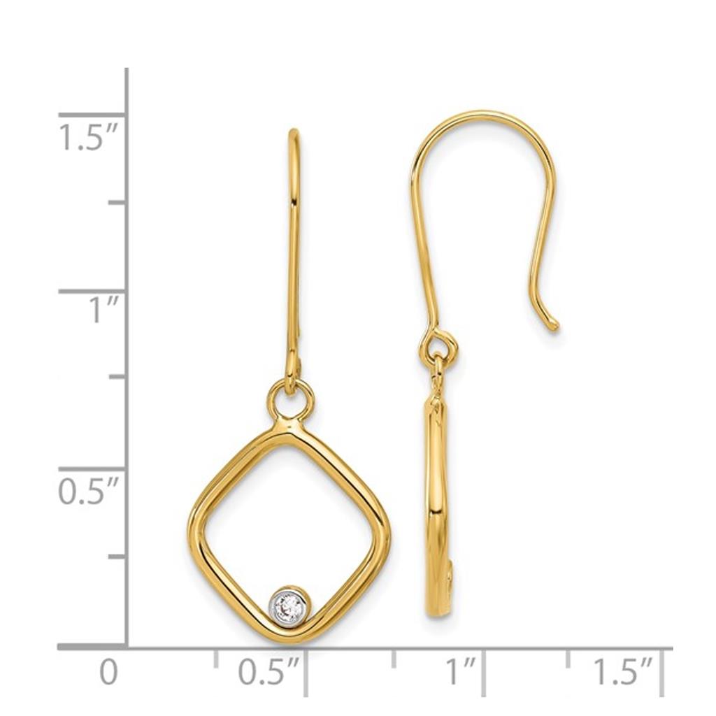 14K Yellow CZ Square Dangle Earrings LE2366