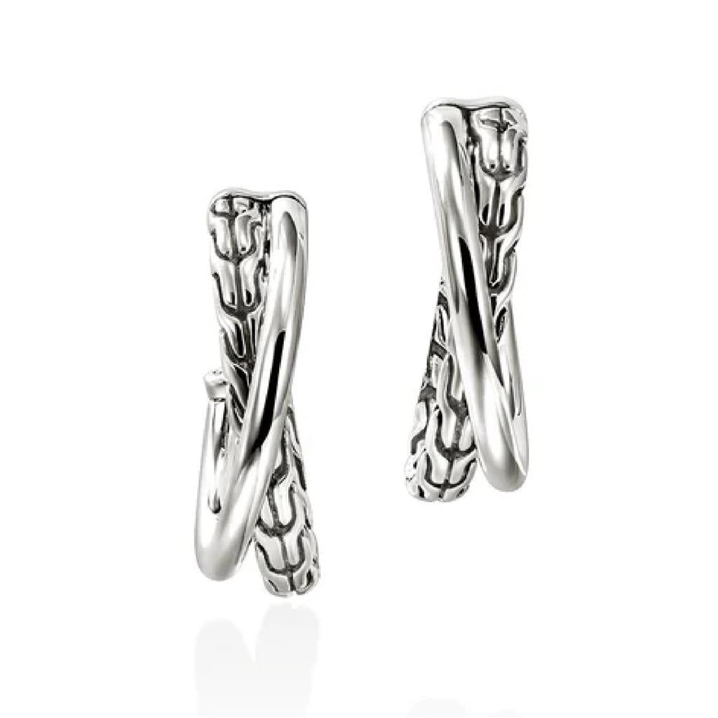 John Hardy Sterling Silver Crossover Hoop Earrings EB98714