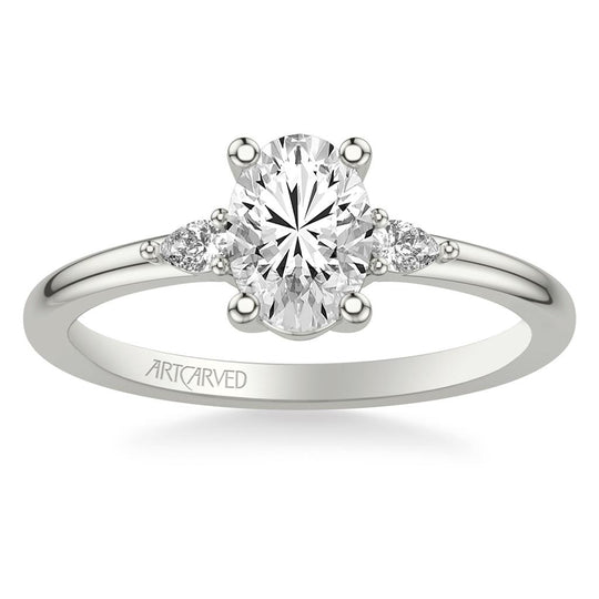 Frederick Goldman 14K White Gold 3 Stone Diamond Ring Mounting 31-V1038EVW-E.00