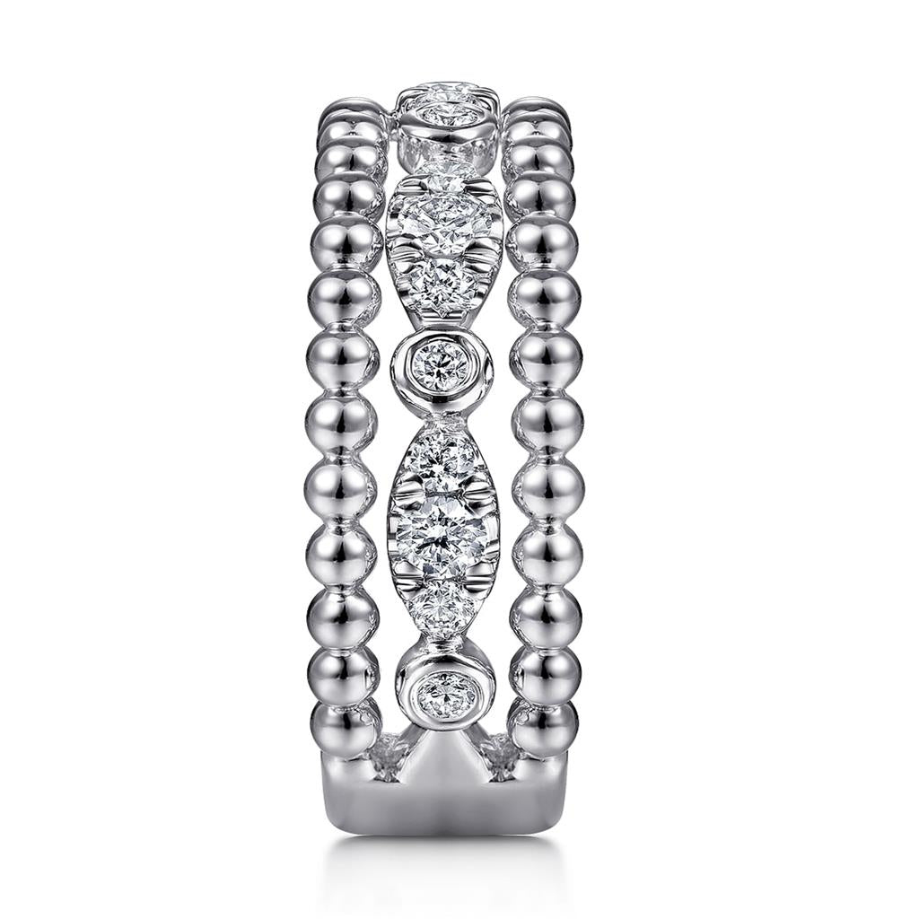 Gabriel & Co Sterling Silver White Sapphire Bujukan Stackable Ring LR51779SVJWS