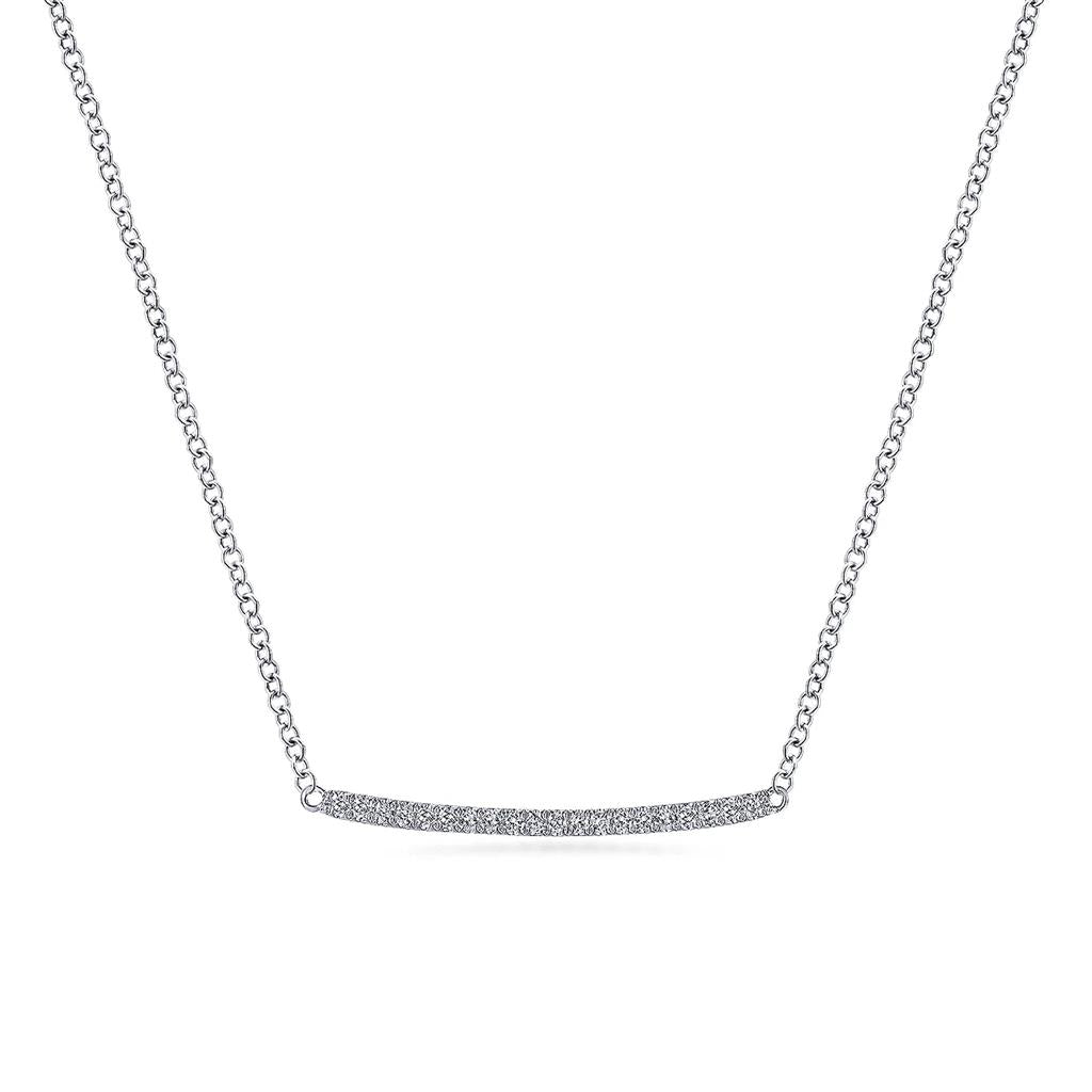 Gabriel 14KW Curved Diamond Bar Necklace NK5986W45JJ