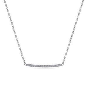 Gabriel 14KW Curved Diamond Bar Necklace NK5986W45JJ