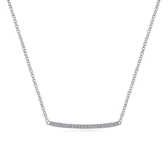Gabriel & Co 14K White Gold Lusso Curved Diamond Bar Necklace NK5986W45JJ