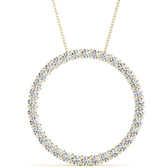 14K Yellow Gold Classic Diamond Circle Necklace PCIRCLE-200-Y