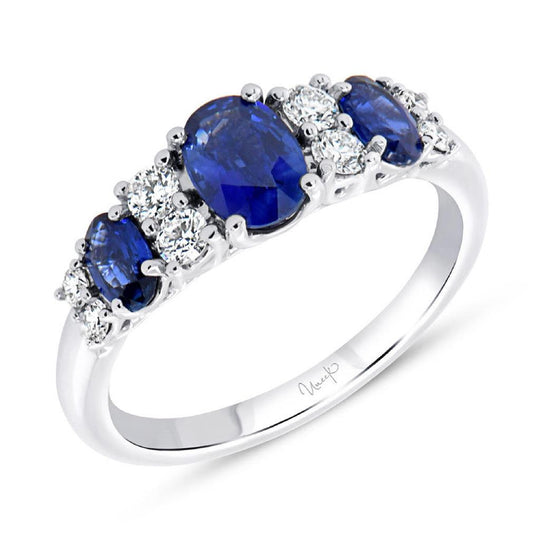 Uneek 18K White Gold Blue Sapphire and Diamond Fashion Ring RB8243OVBS