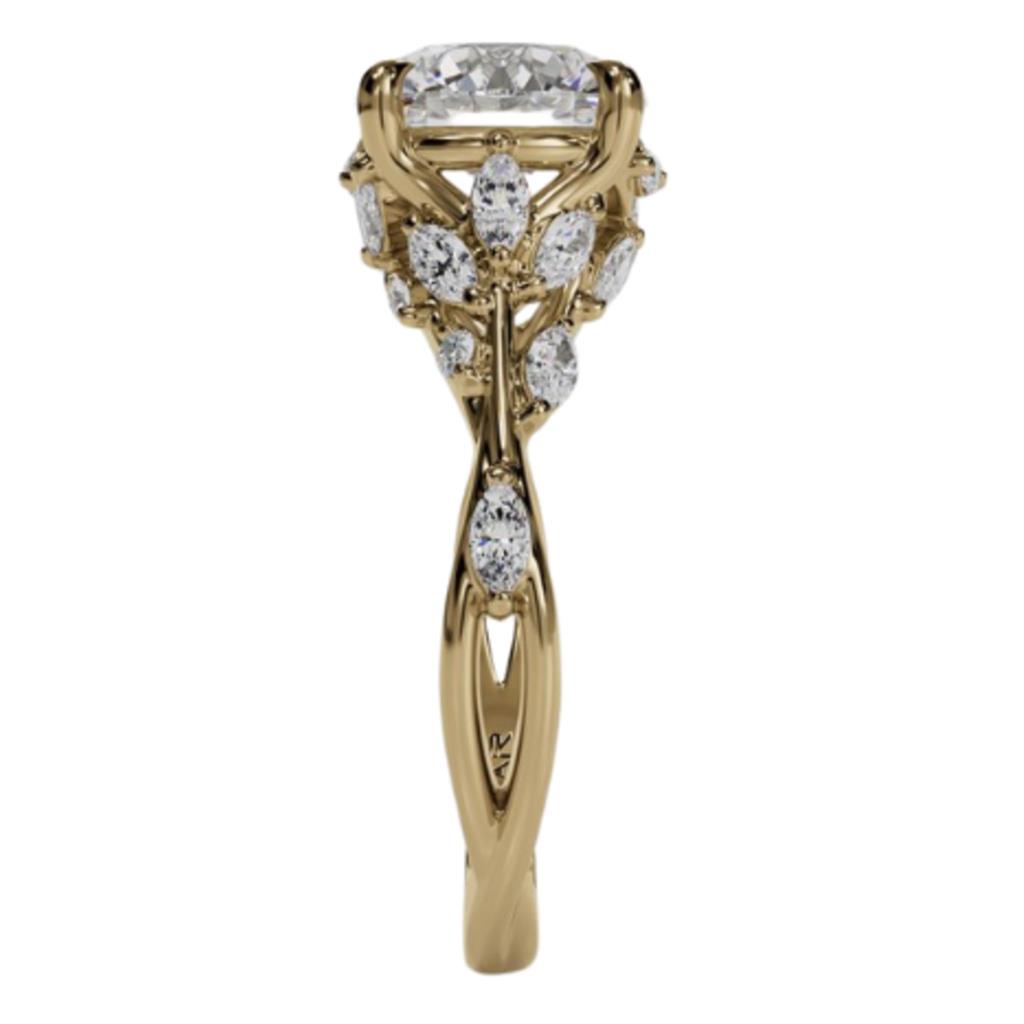 Costar 14K Yellow Gold Nature Inspired Leaf Branch Diamond Engagement Ring R15509YRD100