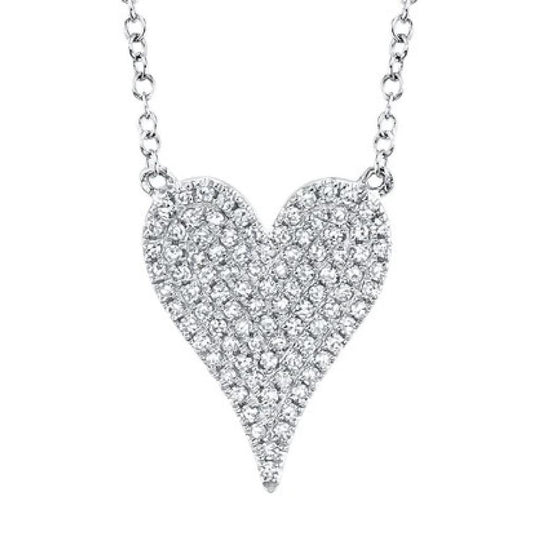 Shy Creation 14K White Gold Diamond Heart Necklace SC55002004