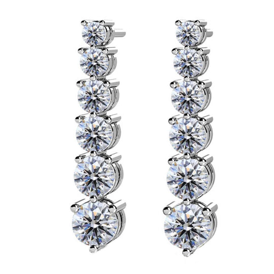 14K White Gold 3 Prong Graduated Diamond Drop Earrings E370-1-WG