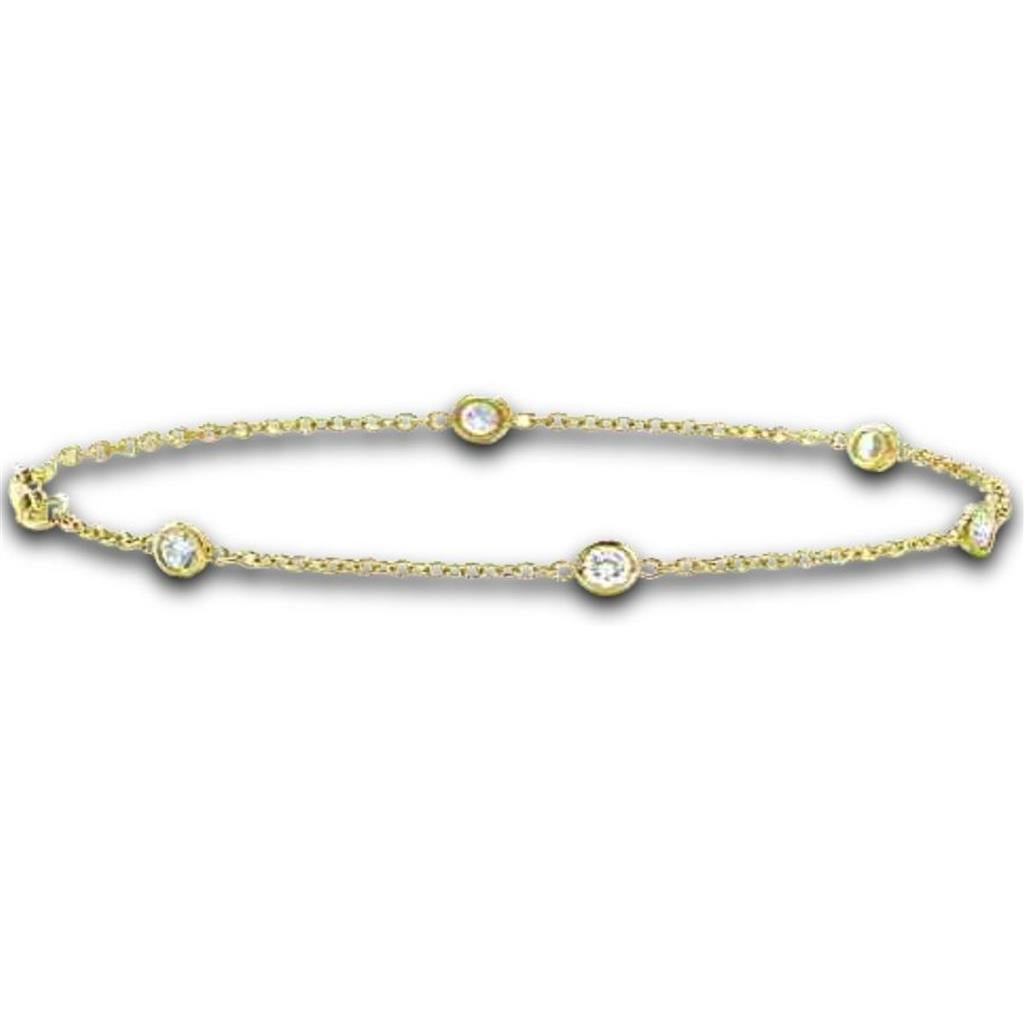 14K Yellow Gold Diamond Station Bracelet DBY-YG-50