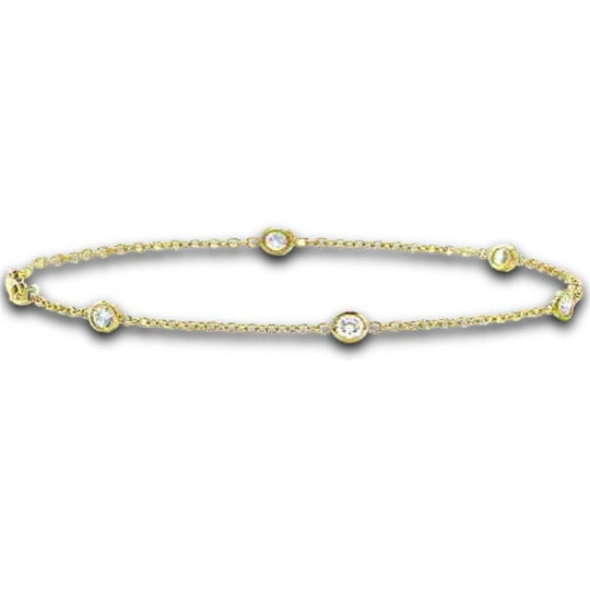 14K Yellow Gold Diamond Station Bracelet DBY-YG-50