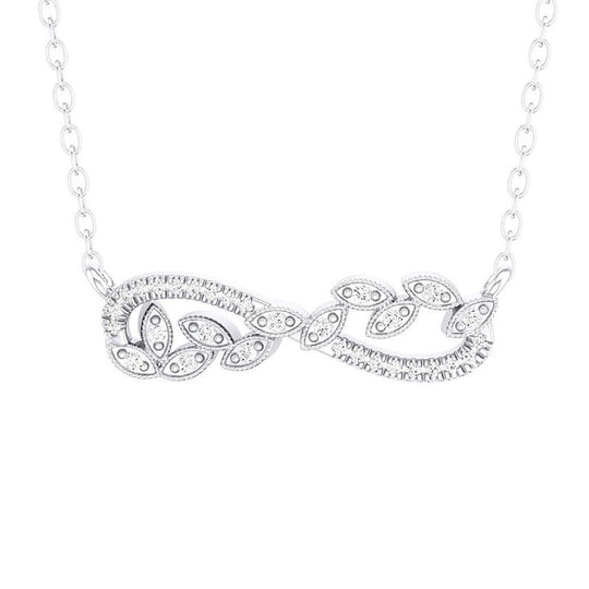 Costar 14K White Gold Floral Diamond Infinity Bar Necklace RP33950W
