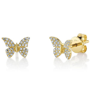 Shy 14K Yellow Diamond Butterfly Studs SC55024044