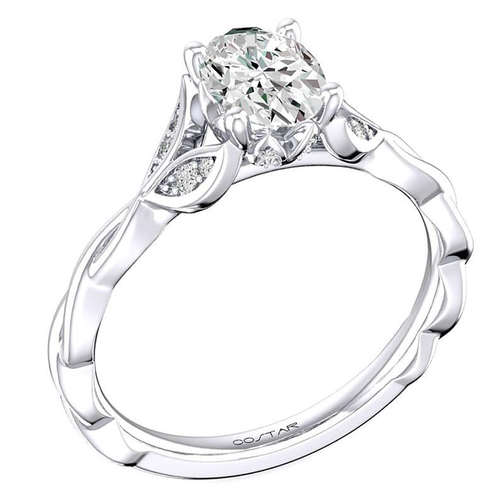 Costar 14K White Twisted Floral Engagement Ring R14346W-SP