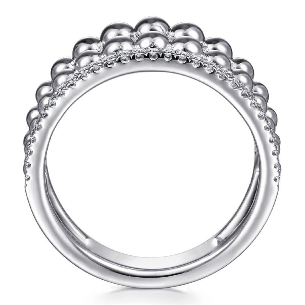 Gabriel Sterling Silver White Sapphire Beaded Ring LR51897SVJWS