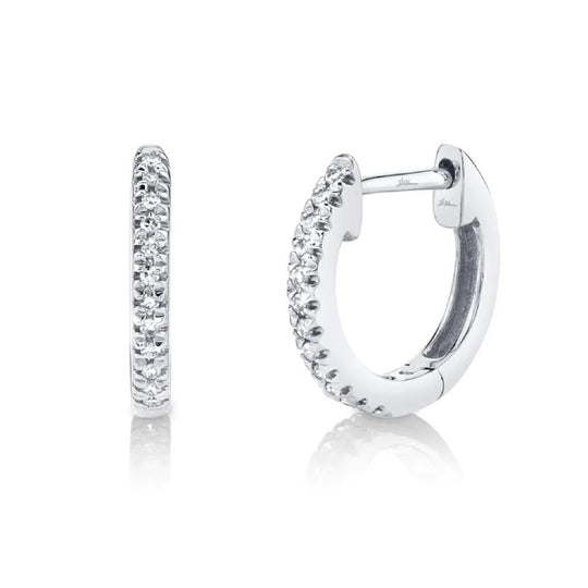 Shy Creation 14K White Gold Diamond Huggie Earrings SC22003982