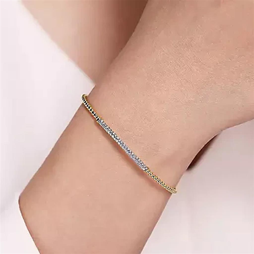Gabriel & Co 14K Yellow Gold Diamond Bar Bangle BG4262-65Y45JJ