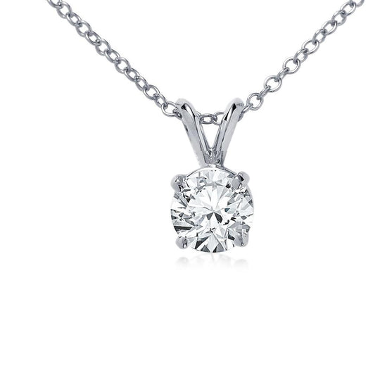 14K White Gold Diamond Solitaire Necklace DIAPNDT1