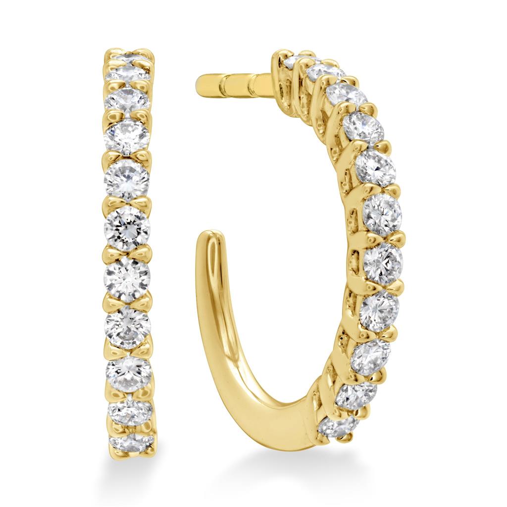 Hearts On Fire 18K Yellow Gold Round Diamond Hoop Earrings HOOPSIGR00168Y