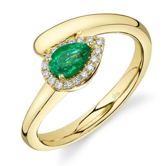 Shy Creation 14K Yellow Gold Diamond and Emerald Ring SC41002365