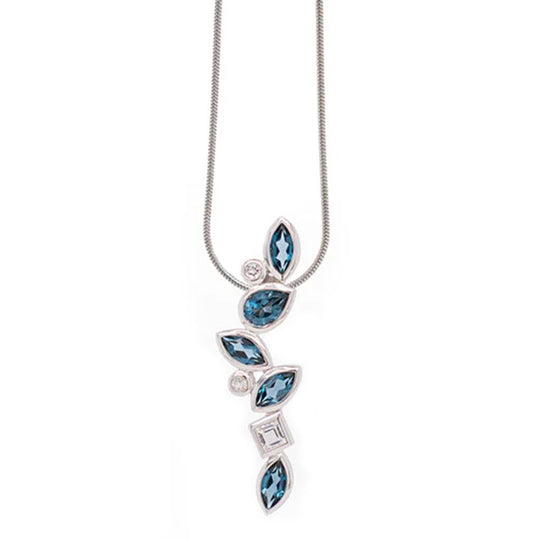 Joryel Vera Sterling Silver London Blue and White Topaz Cascading Pendant P3844BT/WT