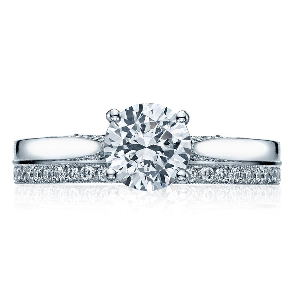 Tacori 18K White Gold Dantela Solitaire Engagement Ring 2638 RD 6 W