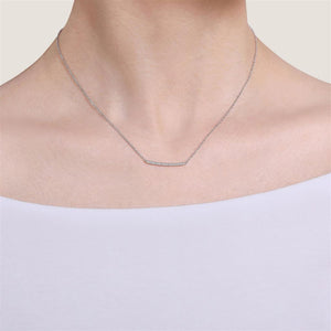 Gabriel & Co 14K White Gold Lusso Curved Diamond Bar Necklace NK5986W45JJ