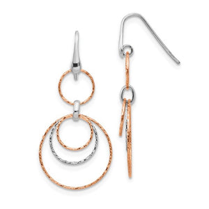 Sterling Silver Two-Tone Circle Dangle Earrings QLE1239