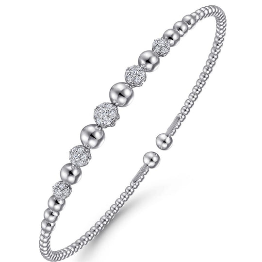 Gabriel & Co 14K White Gold Bujukan Graduated Diamond Station Bangle BG4362-62W45JJ