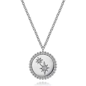 Gabriel Sterling Silver Diamond Star Pendant Necklace NK7077SV5JJ