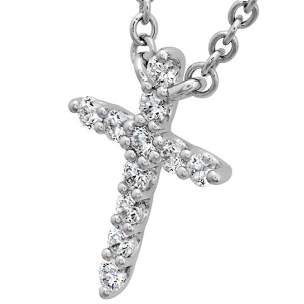 Hearts on Fire 18K White Gold Small Diamond Cross Necklace HFPSIGCR00118W