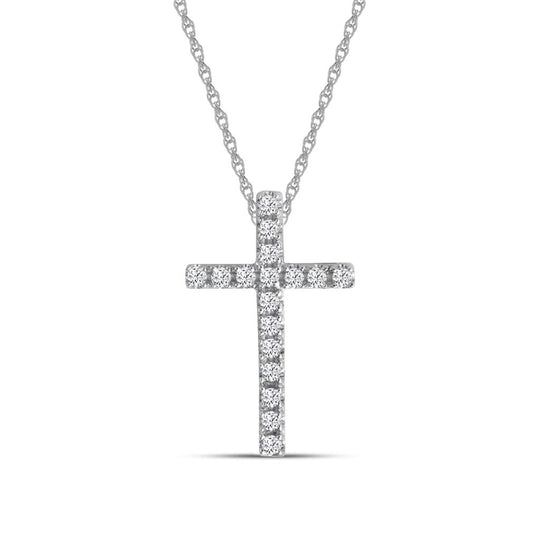 10K White Gold Petite Diamond Cross Necklae X13P2605B002