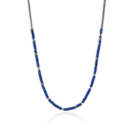John Hardy Sterling Silver Heishi Lapis Lazuli Necklace NMS9012321LPZX24