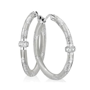 Soho Sterling Silver Diamond Hoop Earrings AE002DFOLIAGE