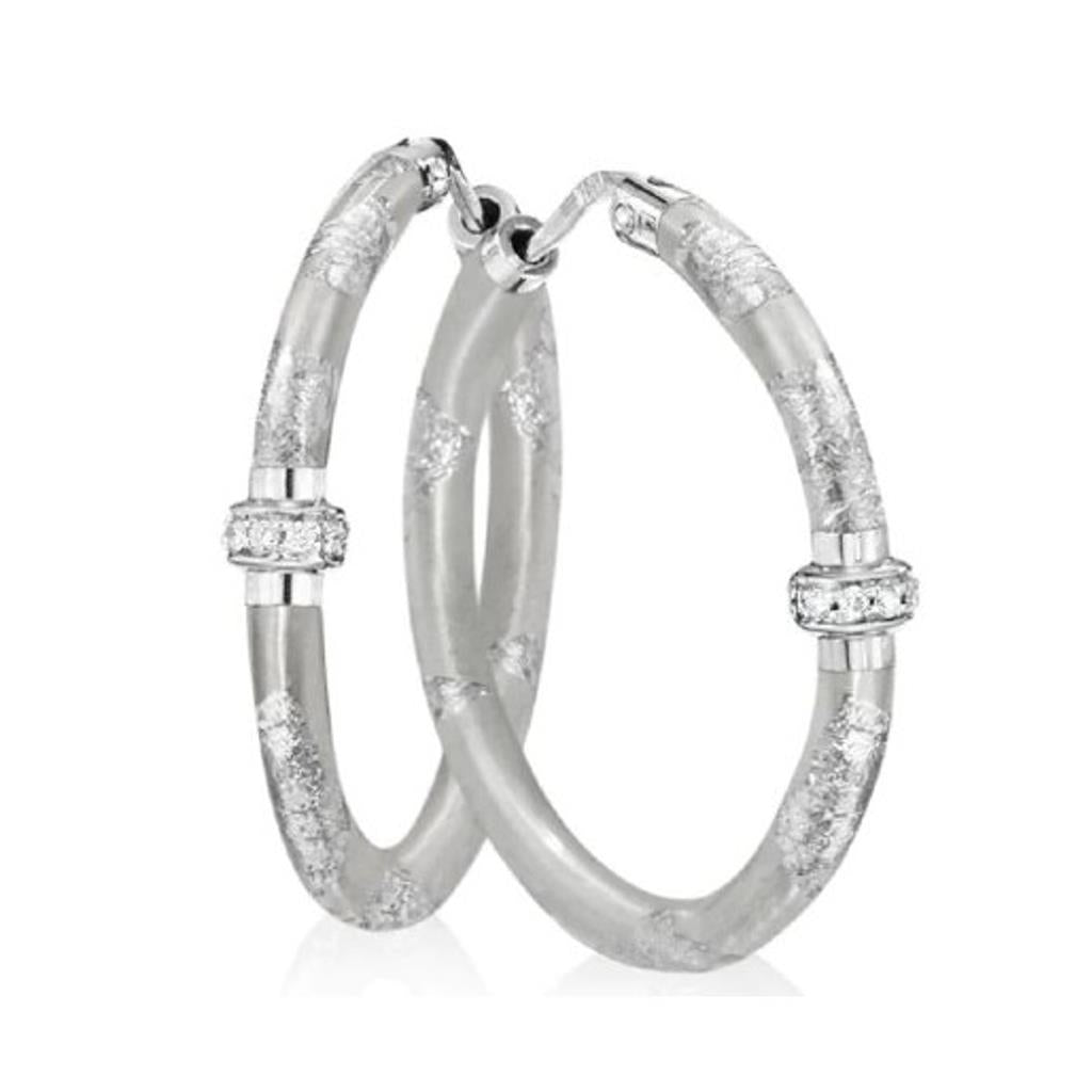 Soho Sterling Silver Diamond Hoop Earrings AE002DFOLIAGE