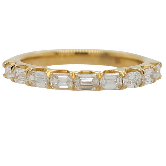 CW Signature 18K Yellow Gold 9 Stone Emerald Cut Diamond Band R01529Y