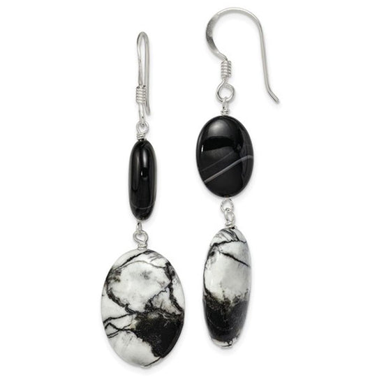 Sterling Silver Sardonyx & Jasper Dangle Earrings QE5977