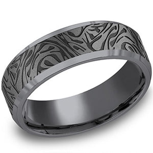 Benchmark Tantalum Bevel Faux Mokume Band CF847390TA10