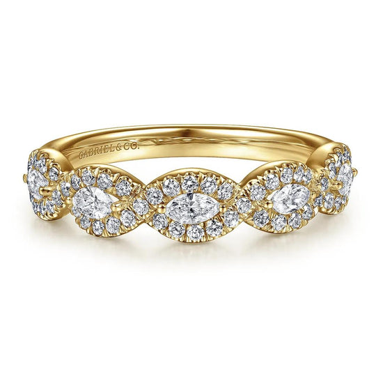 Gabriel & Co 14K White Gold Round and Marquise Diamond Halo Anniversary Band AN15312Y44JJ
