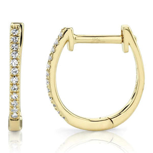 Shy Creation 14K Yellow Gold Diamond Huggie Hoop Earrings SC55001598