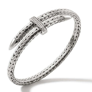 John Hardy Sterling Silver Diamond Pave Bypass Bracelet CBP9011072DIXM