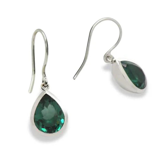 Joryel Vera Sterling Silver Pear Shape Green Quartz Drop Earrings E8606GQ