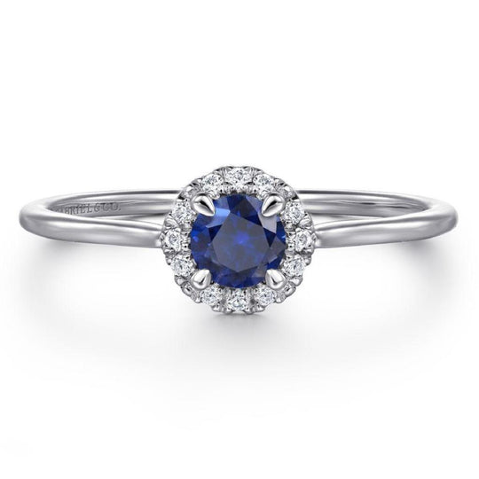 Gabriel & Co 14K White Gold Gaby Sapphire Diamond Halo Ring LR51264W45SA